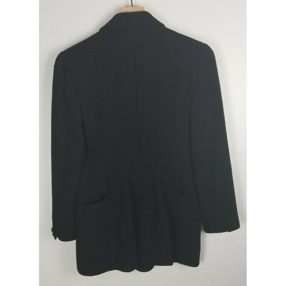 Henri Bendel Sz. US 6 Black Textured Wool Double Breasted Jacket Dressy Buttons - Picture 10 of 12